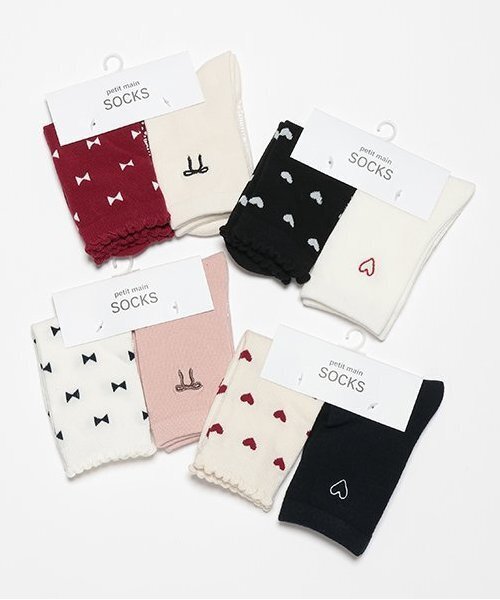 petit main（プティマイン）の「GIRLSアソートソックス2P（ソックス/靴下・キッズ・オフホワイト/ブラック/レッド/アイボリー・S/SS/L/M）」の11枚目の写真