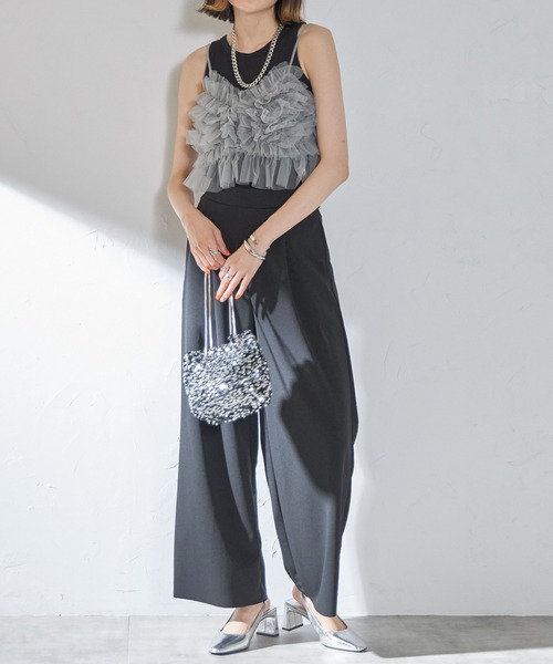 each（イーチ）の「チュールビスチェキャミ（キャミソール・レディース・ブラック/グレー/ベージュ・FREE）」の13枚目の写真