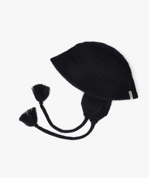 OVERRIDE（オーバーライド）の「OVERRIDE  TM ARENGE CABLE KNIT HAT / オーバーライド（ハット・レディース・ブルー/ブラック/イエロー・58cm）」の5枚目の写真