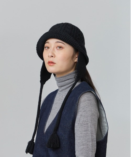 OVERRIDE（オーバーライド）の「OVERRIDE  TM ARENGE CABLE KNIT HAT / オーバーライド（ハット・レディース・ブルー/ブラック/イエロー・58cm）」の8枚目の写真
