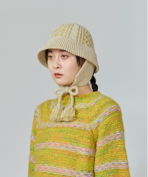 OVERRIDE（オーバーライド）の「OVERRIDE  TM ARENGE CABLE KNIT HAT / オーバーライド（ハット・レディース・ブルー/ブラック/イエロー・58cm）」の13枚目の写真