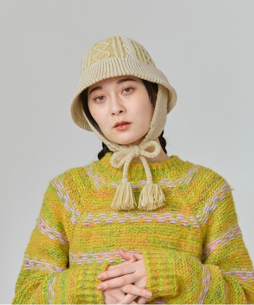 OVERRIDE（オーバーライド）の「OVERRIDE  TM ARENGE CABLE KNIT HAT / オーバーライド（ハット・レディース・ブルー/ブラック/イエロー・58cm）」の14枚目の写真