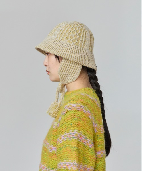 OVERRIDE（オーバーライド）の「OVERRIDE  TM ARENGE CABLE KNIT HAT / オーバーライド（ハット・レディース・ブルー/ブラック/イエロー・58cm）」の15枚目の写真