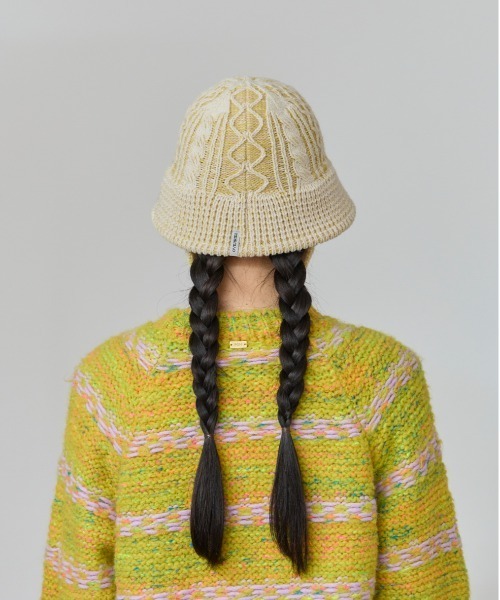 OVERRIDE（オーバーライド）の「OVERRIDE  TM ARENGE CABLE KNIT HAT / オーバーライド（ハット・レディース・ブルー/ブラック/イエロー・58cm）」の16枚目の写真
