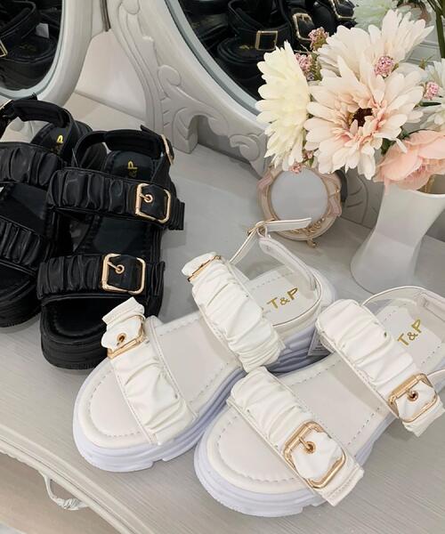 セール】厚底クシュクシュベルトスポサン（サンダル）｜cs T&P