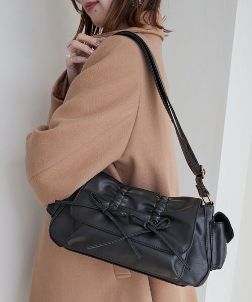 MAJESTIC LEGON（マジェスティックレゴン）の「ダブルドロストリボンバッグ（ショルダーバッグ・レディース・ブラウン/ブラック・FREE）」の13枚目の写真