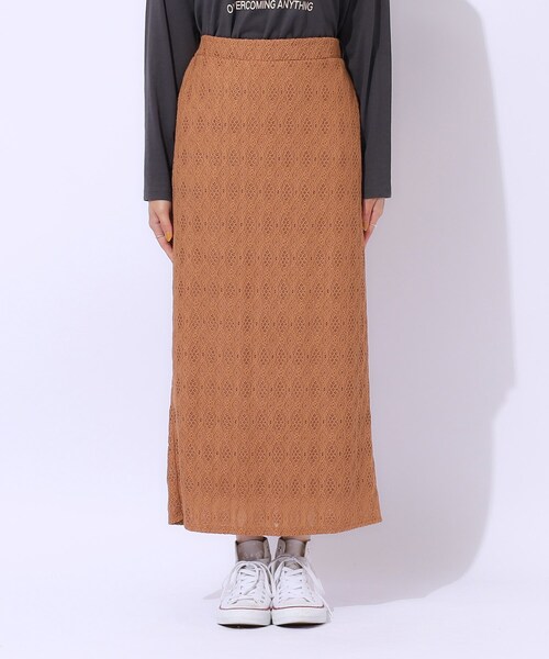Cutie Blonde(キューティーブロンド)の「◆きれいめにもカジュアルにも レースナロースカート(スカート・レディース・キャメル/ブラック・04/03/02)」の5枚目の写真
