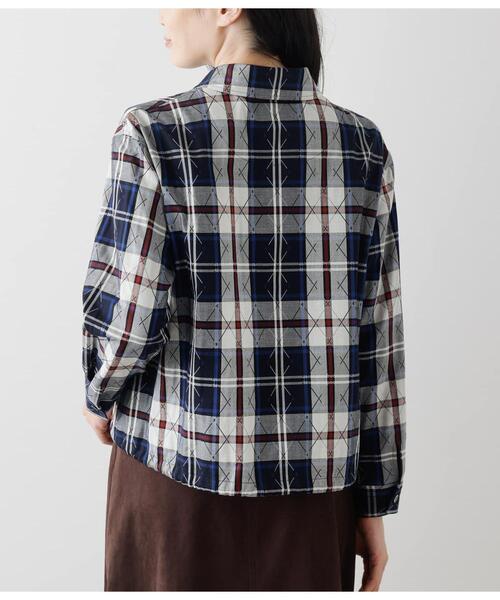 NEWYORKER（ニューヨーカー）の「ジャカードダイアモンドニューヨーカータータン カバーオール風シャツ（シャツ/ブラウス・レディース・ネイビー・9号/11号）」の15枚目の写真