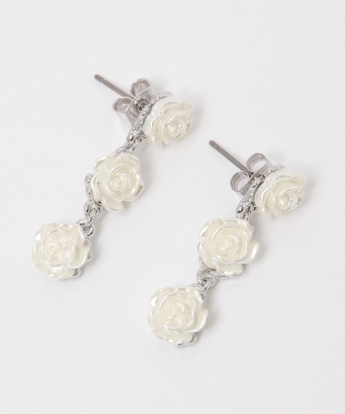 Heather（ヘザー）の「ローズモチーフピアス　142023（ピアス（両耳用）・レディース・アイボリー・ONE SIZE）」の4枚目の写真