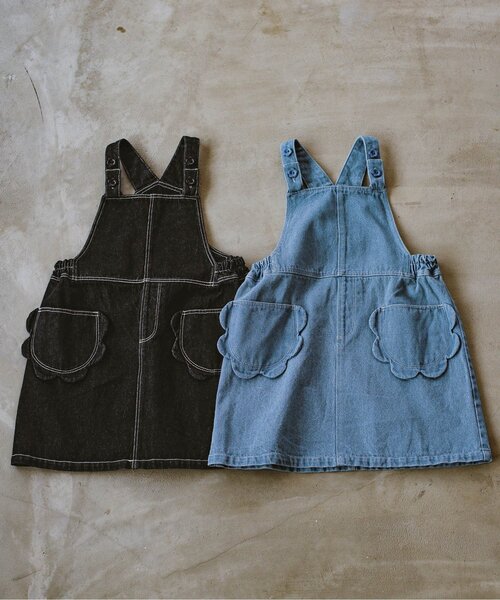 p.premier（ピードットプルミエ）の「スカラップポケットデニムジャンパースカート（ジャンパースカート・キッズ・ネイビー/ブラック・140/90/100/110/120/80/130）」の6枚目の写真