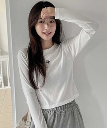 A'GEM/9 × .kom 『muah muah/ムーアムーア』 SIGNATURE CROP HALF T-SHIRT/シグニチャークロップハーフロングシャツ