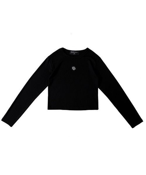muahmuah(ムーアムーア)の「A'GEM/9 × .kom 『muah muah/ムーアムーア』 SIGNATURE CROP HALF T-SHIRT/シグニチャークロップハーフロングシャツ(Tシャツ/カットソー・レディース・ホワイト/ブラック・FREE)」の12枚目の写真
