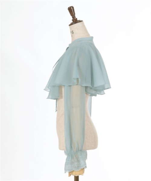 axes femme（アクシーズファム）の「ケープ付ラメショートブラウス（シャツ/ブラウス・レディース・ミント/ネイビー/ホワイト・FREE）」の6枚目の写真