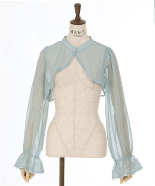 axes femme（アクシーズファム）の「ケープ付ラメショートブラウス（シャツ/ブラウス・レディース・ミント/ネイビー/ホワイト・FREE）」の10枚目の写真