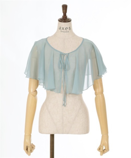 axes femme（アクシーズファム）の「ケープ付ラメショートブラウス（シャツ/ブラウス・レディース・ミント/ネイビー/ホワイト・FREE）」の11枚目の写真