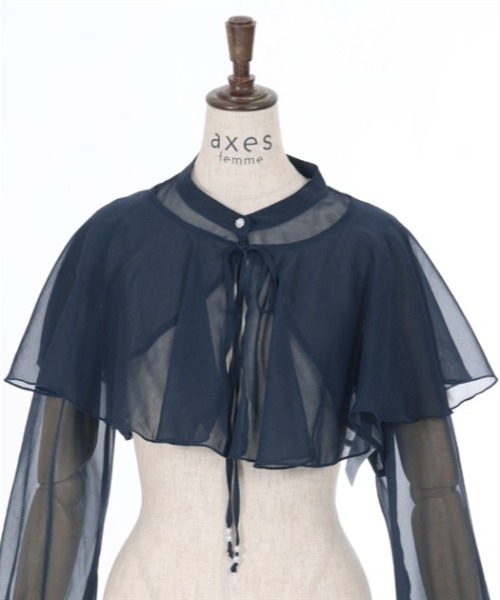 axes femme（アクシーズファム）の「ケープ付ラメショートブラウス（シャツ/ブラウス・レディース・ミント/ネイビー/ホワイト・FREE）」の19枚目の写真