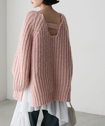 【forksy.】バックシャンローゲージメランジニットプルオーバー