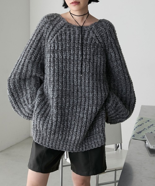 forksy.（フォルクシー）の「【forksy.】バックシャンローゲージメランジニットプルオーバー（ニット/セーター・レディース・グレー/アイボリー/ピンク/ネイビー/ベージュ・FREE）」の20枚目の写真