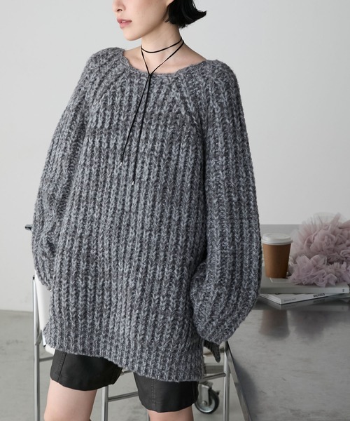 forksy.（フォルクシー）の「【forksy.】バックシャンローゲージメランジニットプルオーバー（ニット/セーター・レディース・グレー/アイボリー/ピンク/ネイビー/ベージュ・FREE）」の22枚目の写真