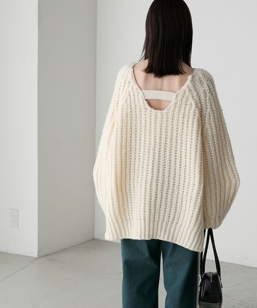 forksy.（フォルクシー）の「【forksy.】バックシャンローゲージメランジニットプルオーバー（ニット/セーター・レディース・グレー/アイボリー/ピンク/ネイビー/ベージュ・FREE）」の9枚目の写真