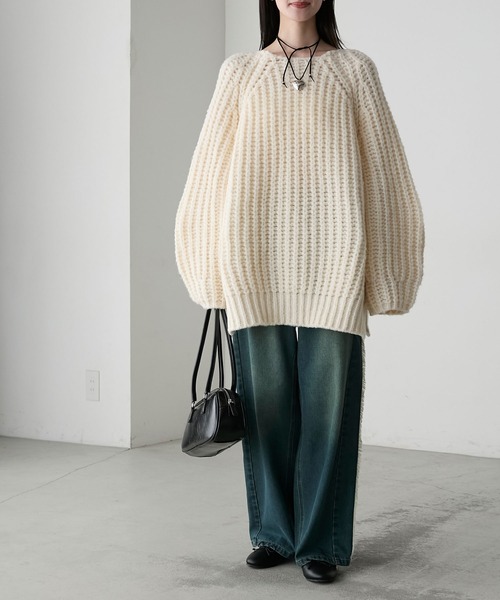 forksy.（フォルクシー）の「【forksy.】バックシャンローゲージメランジニットプルオーバー（ニット/セーター・レディース・グレー/アイボリー/ピンク/ネイビー/ベージュ・FREE）」の13枚目の写真