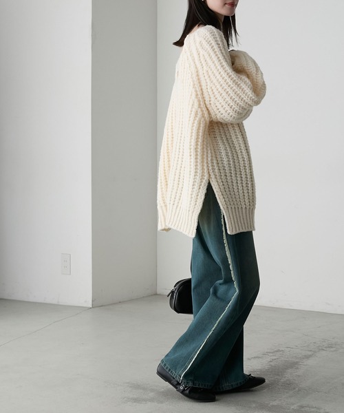 forksy.（フォルクシー）の「【forksy.】バックシャンローゲージメランジニットプルオーバー（ニット/セーター・レディース・グレー/アイボリー/ピンク/ネイビー/ベージュ・FREE）」の15枚目の写真