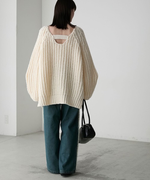 forksy.（フォルクシー）の「【forksy.】バックシャンローゲージメランジニットプルオーバー（ニット/セーター・レディース・グレー/アイボリー/ピンク/ネイビー/ベージュ・FREE）」の16枚目の写真