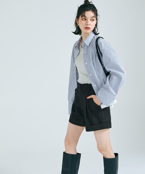 coca(coca)(コカ)の「ストレッチタックショートパンツ(その他パンツ・レディース・アイボリー/ブラック・S/M/L)」の4枚目の写真