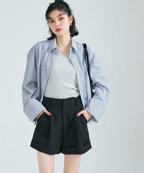 coca(coca)(コカ)の「ストレッチタックショートパンツ(その他パンツ・レディース・アイボリー/ブラック・S/M/L)」の6枚目の写真