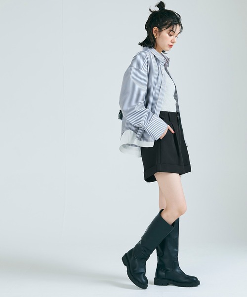 coca(coca)(コカ)の「ストレッチタックショートパンツ(その他パンツ・レディース・アイボリー/ブラック・S/M/L)」の5枚目の写真