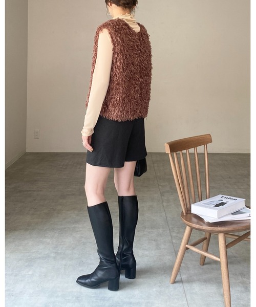 She's Closet(シーズクローゼット)の「前後2wayメロウフリルハイネック長袖シアー/シースループルオーバートップス(Tシャツ/カットソー・レディース・ライトベージュ・FREE)」の8枚目の写真