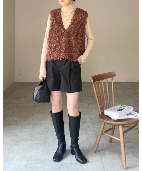 She's Closet(シーズクローゼット)の「前後2wayメロウフリルハイネック長袖シアー/シースループルオーバートップス(Tシャツ/カットソー・レディース・ライトベージュ・FREE)」の7枚目の写真