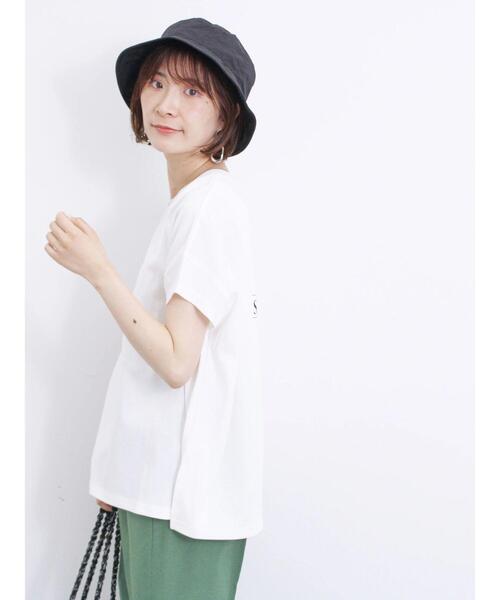Samansa Mos2 blue(サマンサモスモスブルー)の「【抗菌防臭】ロゴビッグTシャツ(Tシャツ/カットソー・レディース・ブラック/グリーン/チャコールグレー/オフホワイト/シルバーグレー・F)」の9枚目の写真