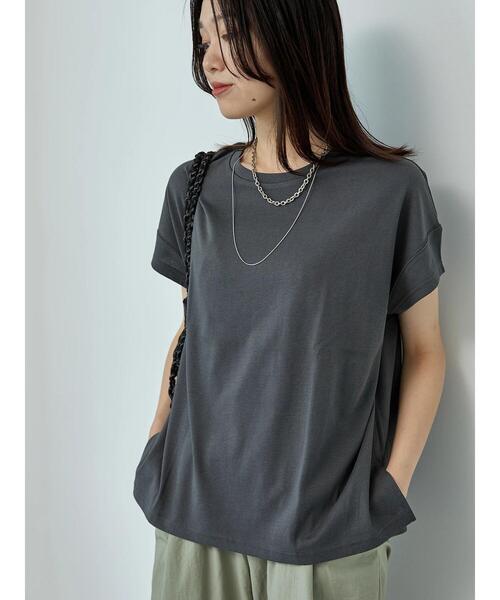 Samansa Mos2 blue(サマンサモスモスブルー)の「【抗菌防臭】ロゴビッグTシャツ(Tシャツ/カットソー・レディース・ブラック/グリーン/チャコールグレー/オフホワイト/シルバーグレー・F)」の13枚目の写真
