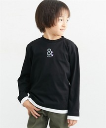 QUNTSTYLE | 長袖レイヤード プリントTシャツ <綿100%>(Tシャツ/カットソー)