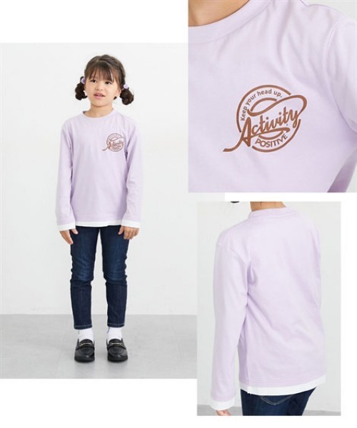 QUNTSTYLE(キュントスタイル)の「長袖レイヤード プリントTシャツ <綿100%>(Tシャツ/カットソー・キッズ・パープル系/ブルー系/ブラック系/カーキ・110/120/130/140/150/160/100/170)」の11枚目の写真