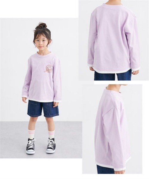 QUNTSTYLE(キュントスタイル)の「長袖レイヤード プリントTシャツ <綿100%>(Tシャツ/カットソー・キッズ・パープル系/ブルー系/ブラック系/カーキ・110/120/130/140/150/160/100/170)」の12枚目の写真