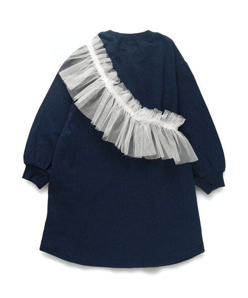 DRC branshes(ディーアールシーブランシェス)の「【WEB限定/DRC/お肌に嬉しい綿100%】グラフィック長袖ワンピース+チュールマルチフリルセット(ワンピース・キッズ・ブラック/チャコールグレー/ネイビー/カラフル/その他1・140/150/90/100/110/120/130)」の7枚目の写真