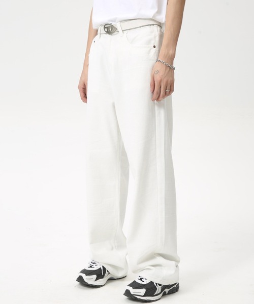 WESTBOY(ウエストボーイ)の「ルーズバギー 4カラー デニムパンツ /セミワイドデニムパンツ WO24W1PT08【WB ORIGINALS】(デニムパンツ・メンズ・ベージュ/ブラック/グリーン/ホワイト・L/M/XL)」の1枚目の写真