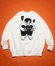 Kurt Wu/カート ウー 別注 two side warm heart 刺繍CREW SWEAT/刺繍デザイン クルーネックスウェット