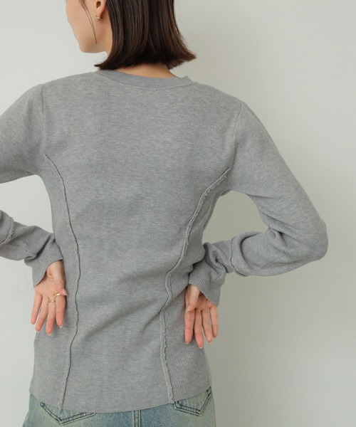 SENSE OF PLACE by URBAN RESEARCH（センスオブプレイスバイアーバンリサーチ）の「パッチワークVネックカーディガン（カーディガン/ボレロ・レディース・オフホワイト/キャメル/ネイビー/グレー・ONE）」の20枚目の写真