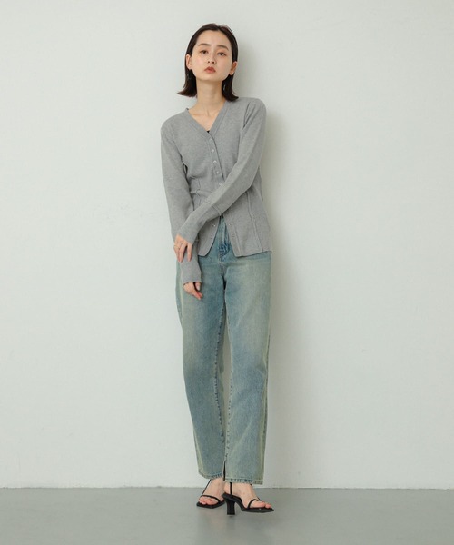 SENSE OF PLACE by URBAN RESEARCH（センスオブプレイスバイアーバンリサーチ）の「パッチワークVネックカーディガン（カーディガン/ボレロ・レディース・オフホワイト/キャメル/ネイビー/グレー・ONE）」の21枚目の写真