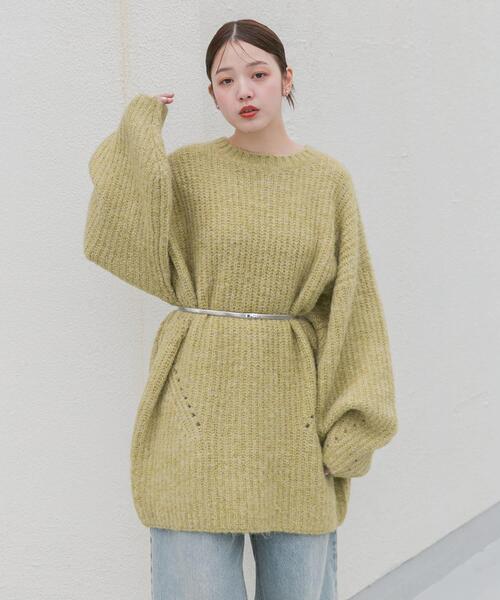 KBF（ケイビーエフ）の「ボリュームニットミニワンピース（ワンピース・レディース・グリーン系その他/グレー/ブラウン・ONE）」の4枚目の写真