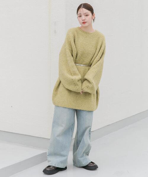 KBF（ケイビーエフ）の「ボリュームニットミニワンピース（ワンピース・レディース・グリーン系その他/グレー/ブラウン・ONE）」の6枚目の写真