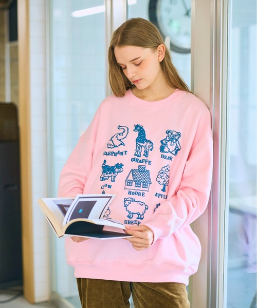 anoco no oheya（アノコノオへヤ）の「pocopoco animal sweat/ポコポコアニマルスウェット（スウェット・レディース・グレー/ピンク/ダークブラウン・FREE）」の3枚目の写真