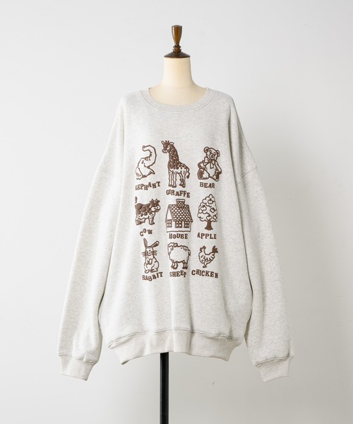 anoco no oheya（アノコノオへヤ）の「pocopoco animal sweat/ポコポコアニマルスウェット（スウェット・レディース・グレー/ピンク/ダークブラウン・FREE）」の9枚目の写真