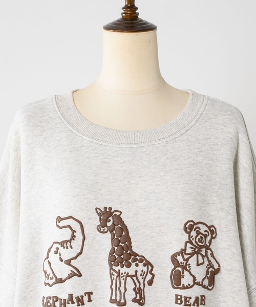 anoco no oheya（アノコノオへヤ）の「pocopoco animal sweat/ポコポコアニマルスウェット（スウェット・レディース・グレー/ピンク/ダークブラウン・FREE）」の12枚目の写真