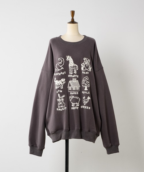 anoco no oheya（アノコノオへヤ）の「pocopoco animal sweat/ポコポコアニマルスウェット（スウェット・レディース・グレー/ピンク/ダークブラウン・FREE）」の18枚目の写真