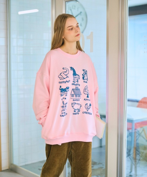 anoco no oheya（アノコノオへヤ）の「pocopoco animal sweat/ポコポコアニマルスウェット（スウェット・レディース・グレー/ピンク/ダークブラウン・FREE）」の7枚目の写真