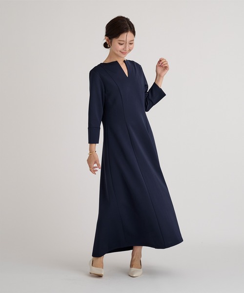 UR'S（ユアーズ）の「ボンディングキーネックウエストシェイプワンピース（ワンピース・レディース・ネイビー/ホワイト/ブラック・M/XL/L/S）」の20枚目の写真